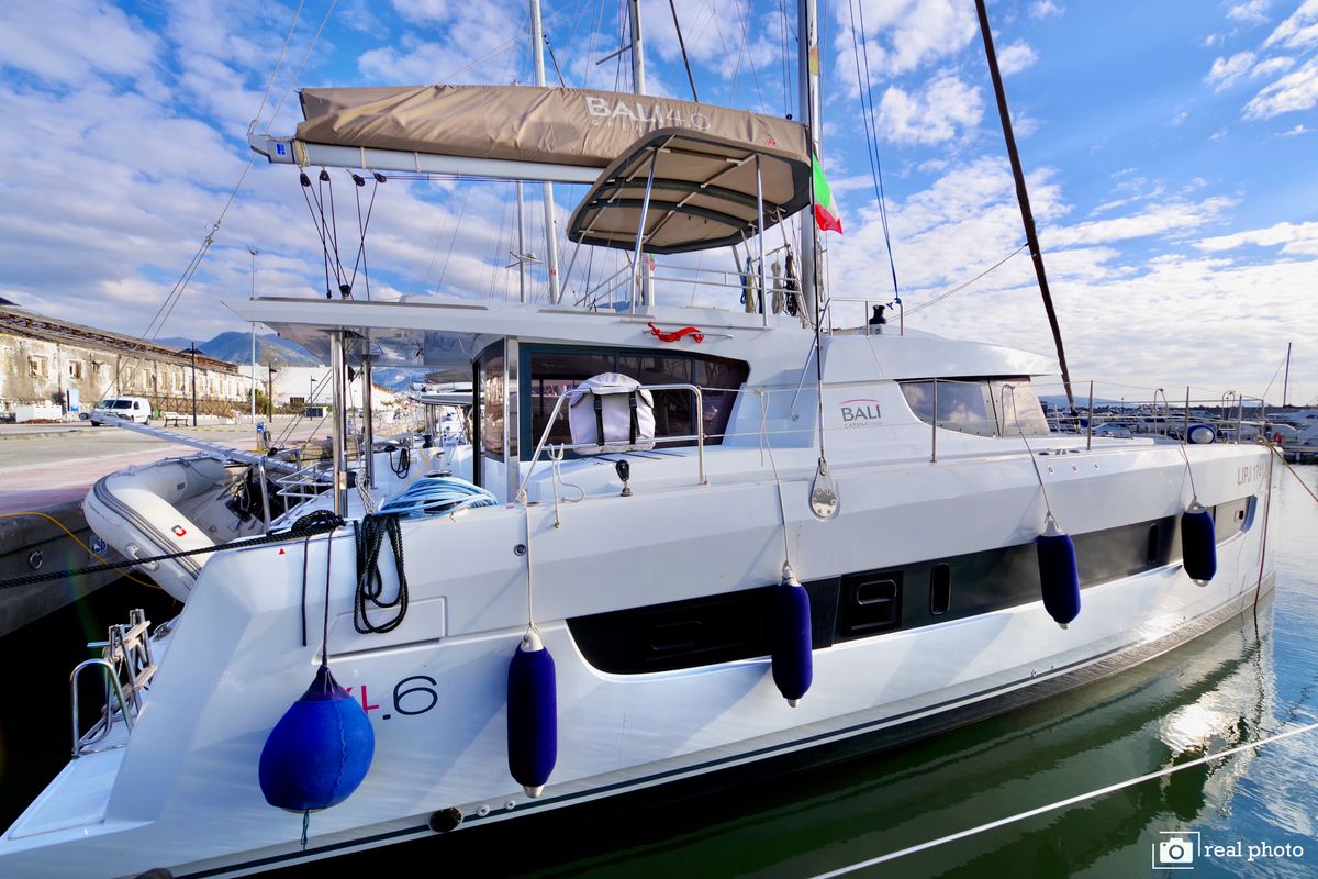 Exterior view of Monia - A/C, Generator, Water maker, a Bali 4.6 catamaran at Castellammare di Stabia, Italy