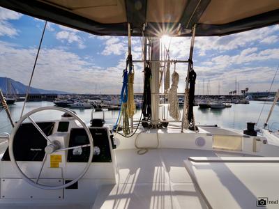 Cockpit of Monia - A/C, Generator, Water maker, a Bali 4.6 catamaran at Castellammare di Stabia, Italy