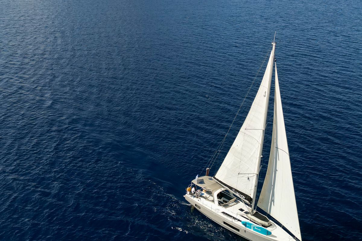 Exterior view of Nailah, a Beneteau Oceanis 46.1 sailboat at Kos, Greece
