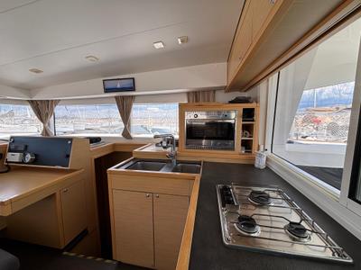 Galley of Aragorn, a Lagoon 400 S2 catamaran at Piombino, Italy