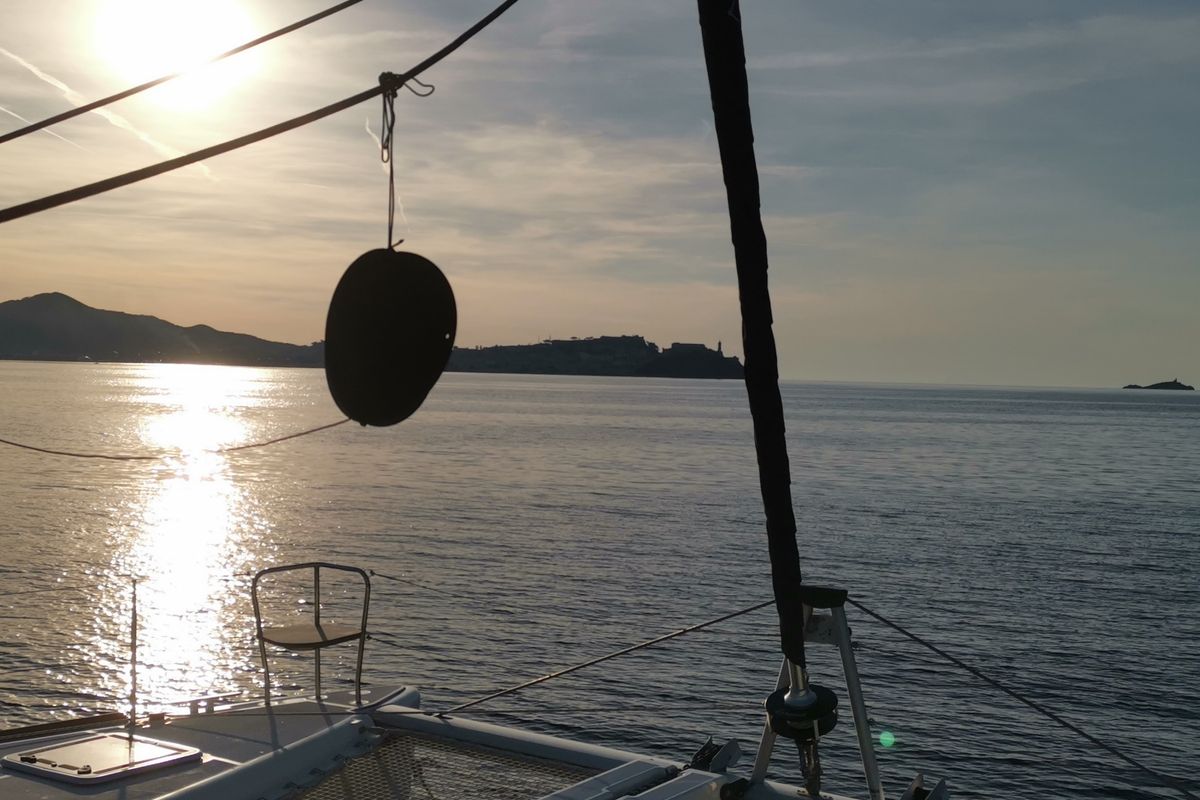 Deck of Aragorn, a Lagoon 400 S2 catamaran at Piombino, Italy