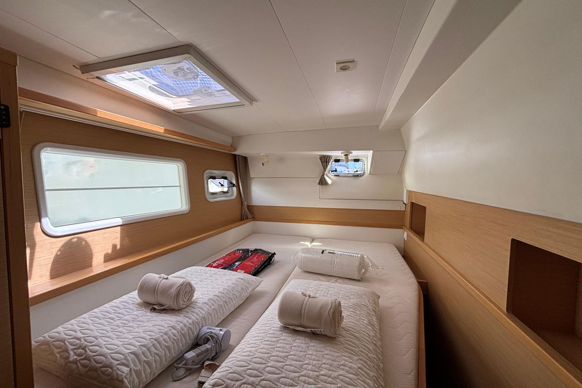 Cabin on Aragorn, a Lagoon 400 S2 catamaran at Piombino, Italy