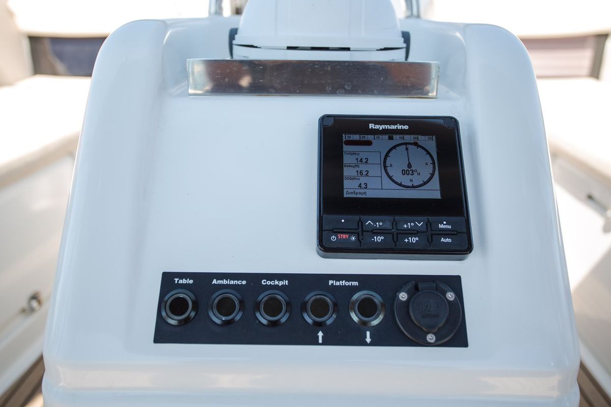 Cockpit of Deep Water, a Jeanneau Sun Odyssey 440 sailboat at Athens, Greece