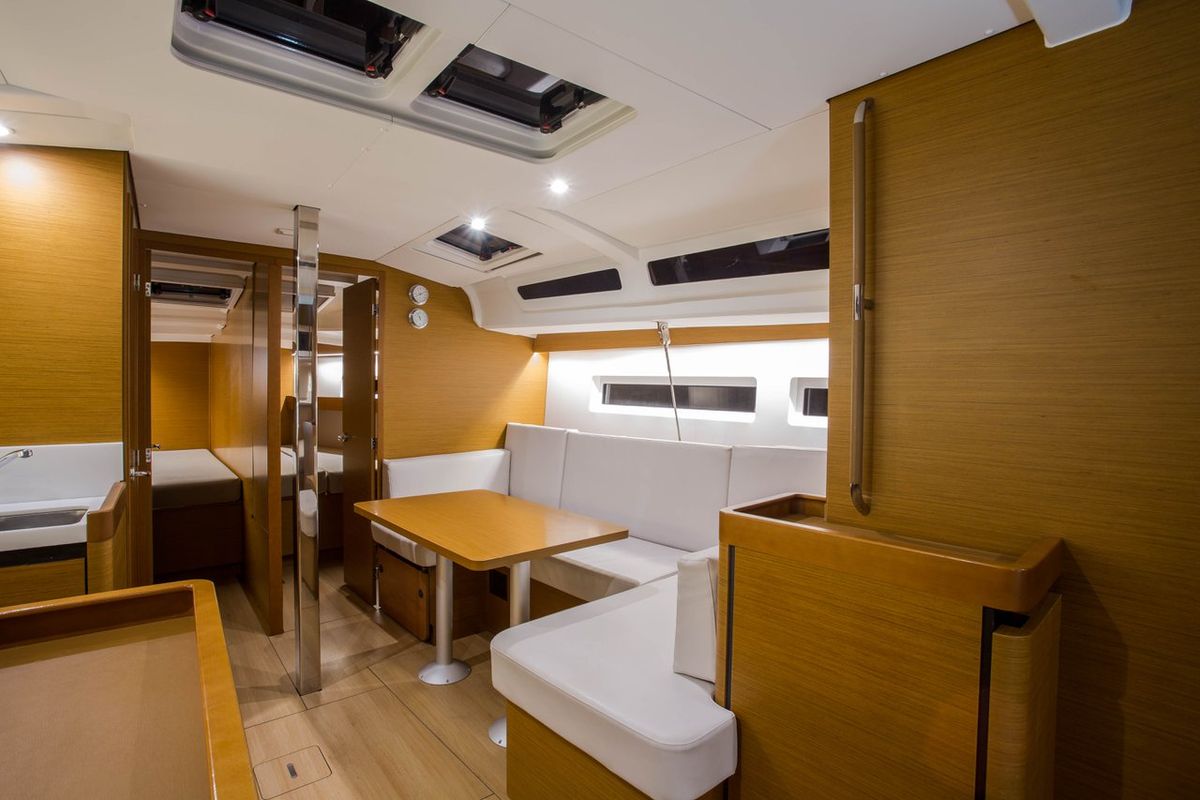 Salon of Deep Water, a Jeanneau Sun Odyssey 440 sailboat at Athens, Greece