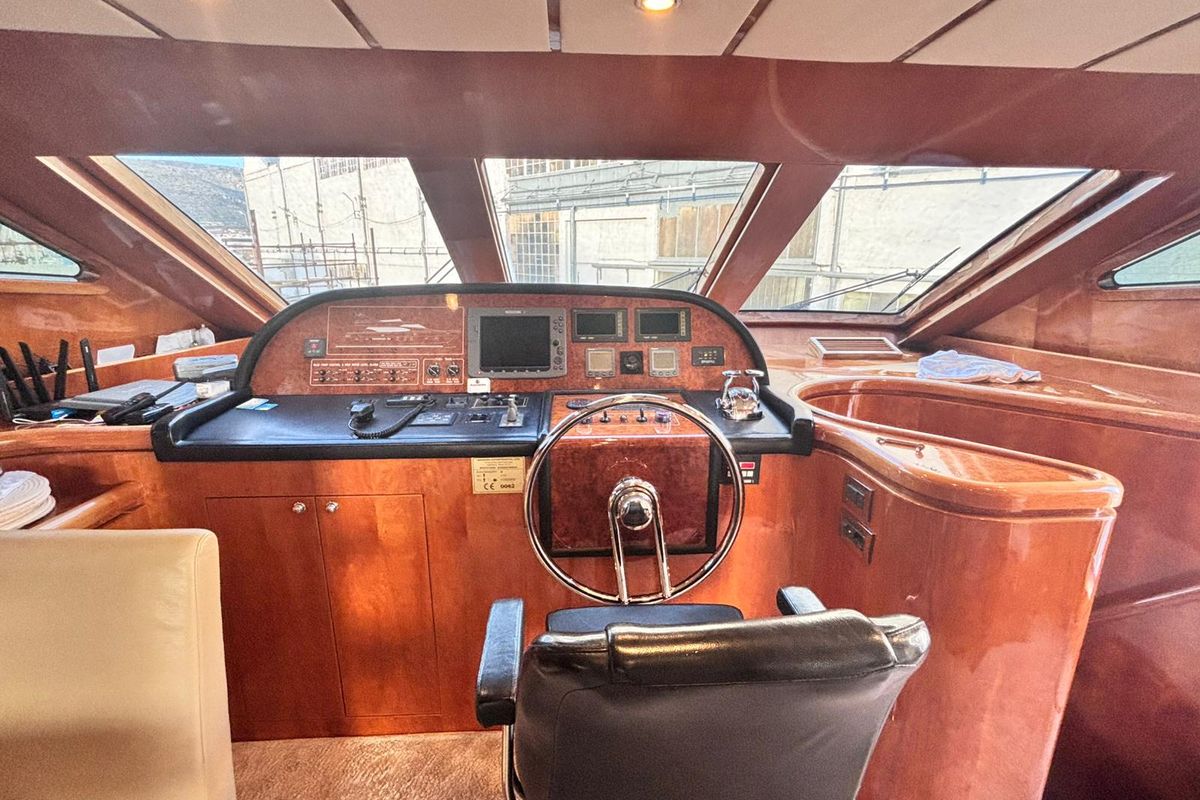 Cockpit of Premier Cru, a Monte Fino Premier Cru yacht at Grad Kaštela, Croatia