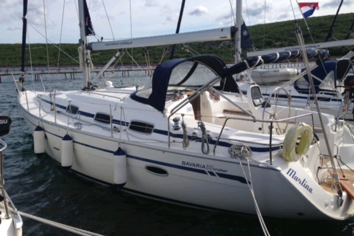 Exterior view of Martina, a Bavaria 39 Cruiser sailboat at Punat, Croatia