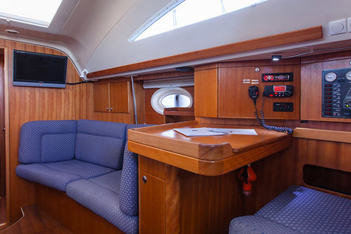 Salon of Aline, a Elan Impression 434 sailboat at Grad Biograd na Moru, Croatia