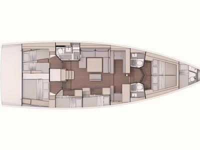 Floor plan of Agnese, a Dufour 530 sailboat at Puntone di Scarlino, Italy