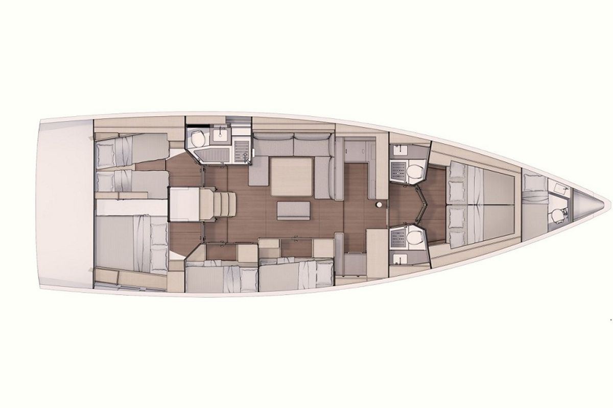 Floor plan of Agnese, a Dufour 530 sailboat at Puntone di Scarlino, Italy