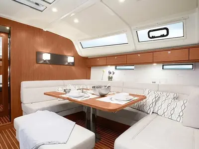 Salon of Sea Wonder I, a Bavaria Cruiser 51 sailboat at Athens, Greece
