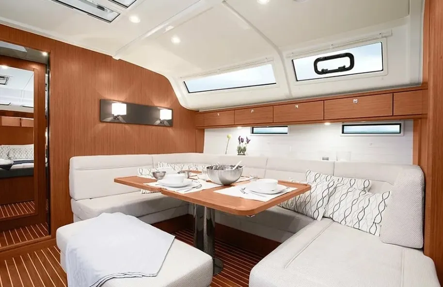 Salon of Sea Wonder I, a Bavaria Cruiser 51 sailboat at Athens, Greece