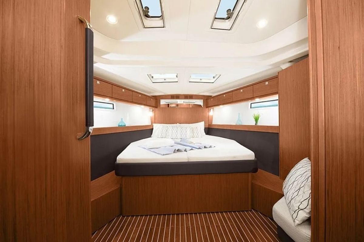 Cabin on Sea Wonder I, a Bavaria Cruiser 51 sailboat at Athens, Greece