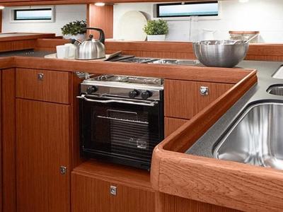 Galley of Sea Wonder I, a Bavaria Cruiser 51 sailboat at Athens, Greece