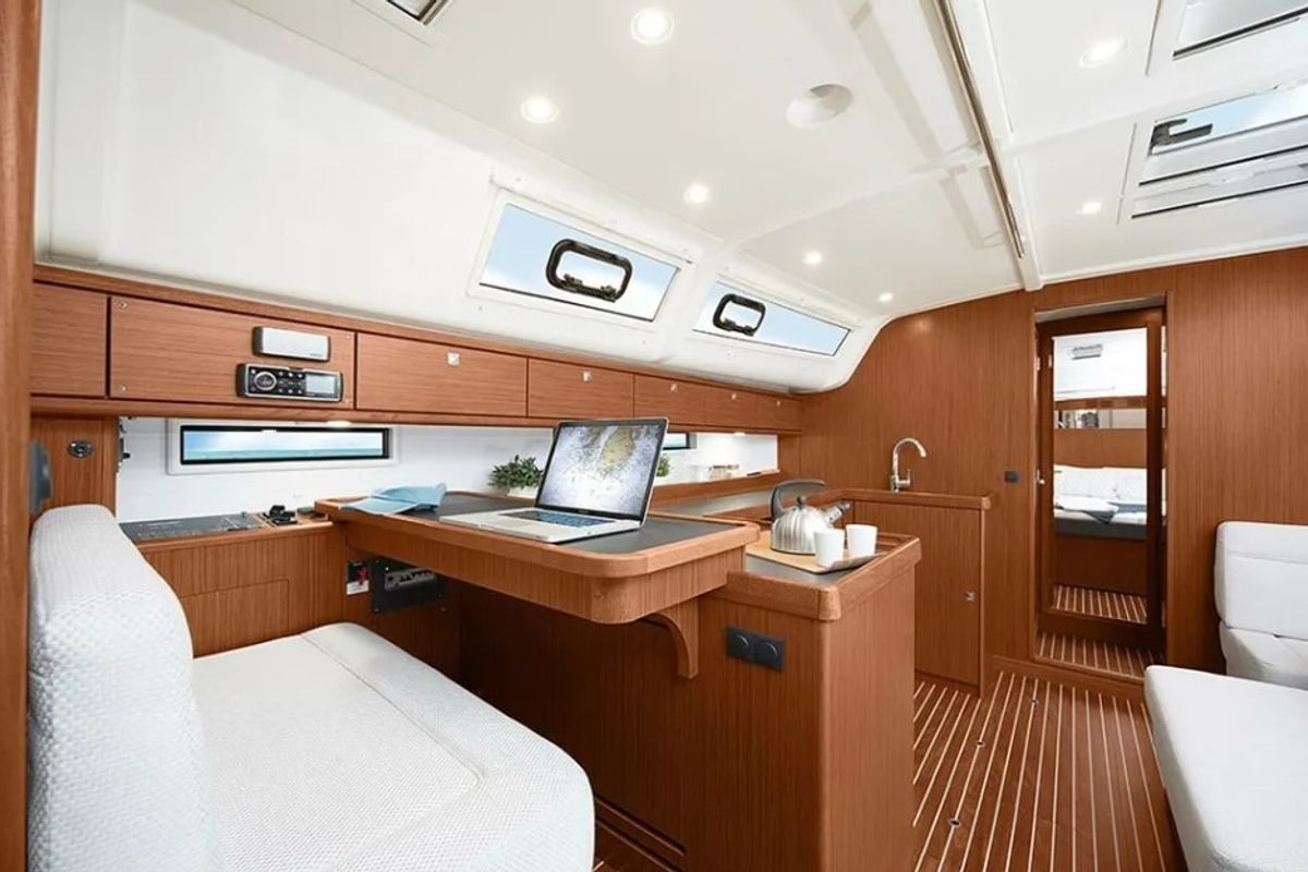 Salon of Sea Wonder I, a Bavaria Cruiser 51 sailboat at Athens, Greece
