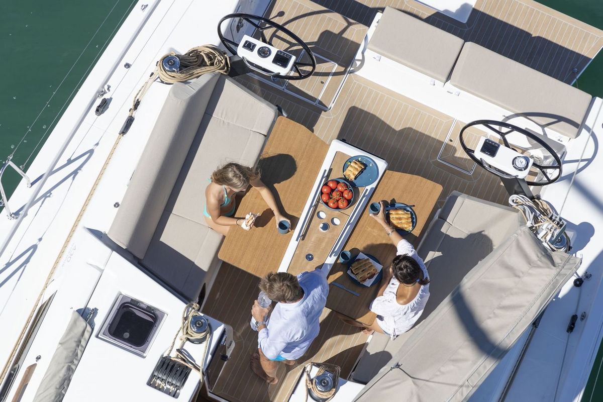 Deck of Penelope, a Dufour 43 sailboat at Volos Municipality, Greece
