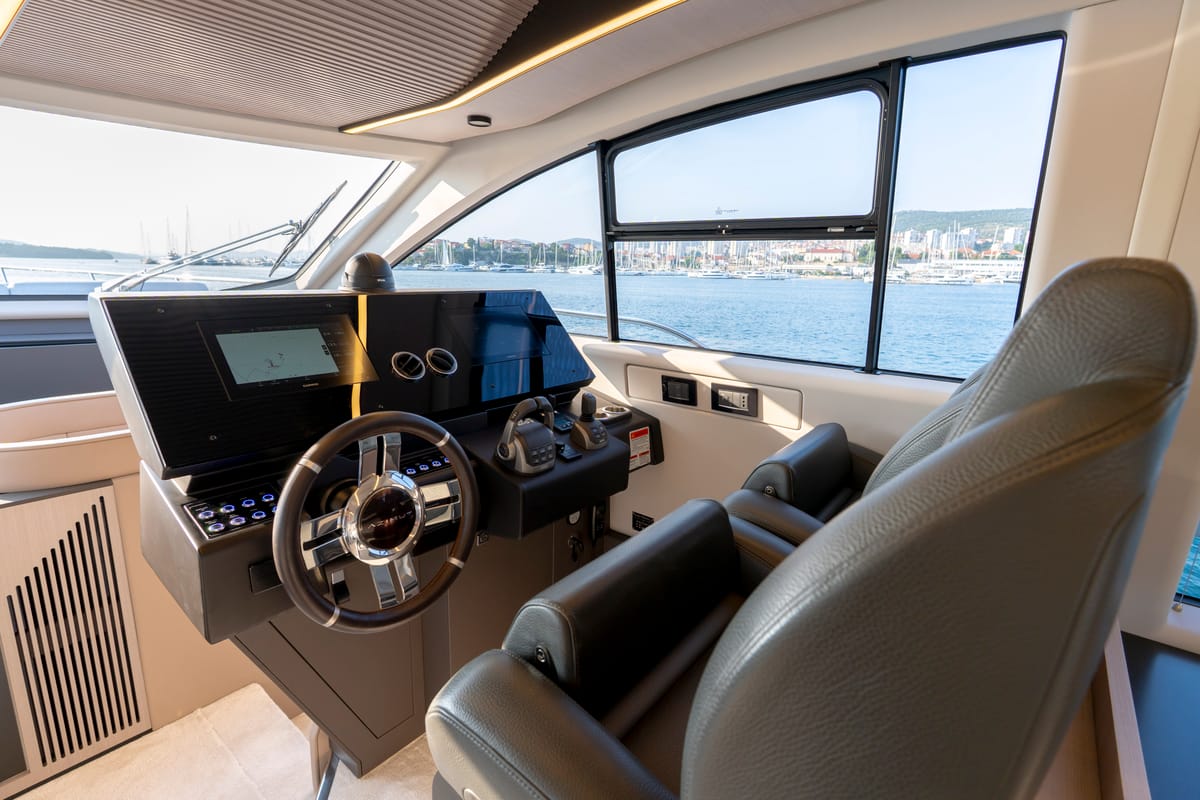 Cockpit of Felicita, a Azimut S7 yacht at Grad Šibenik, Croatia