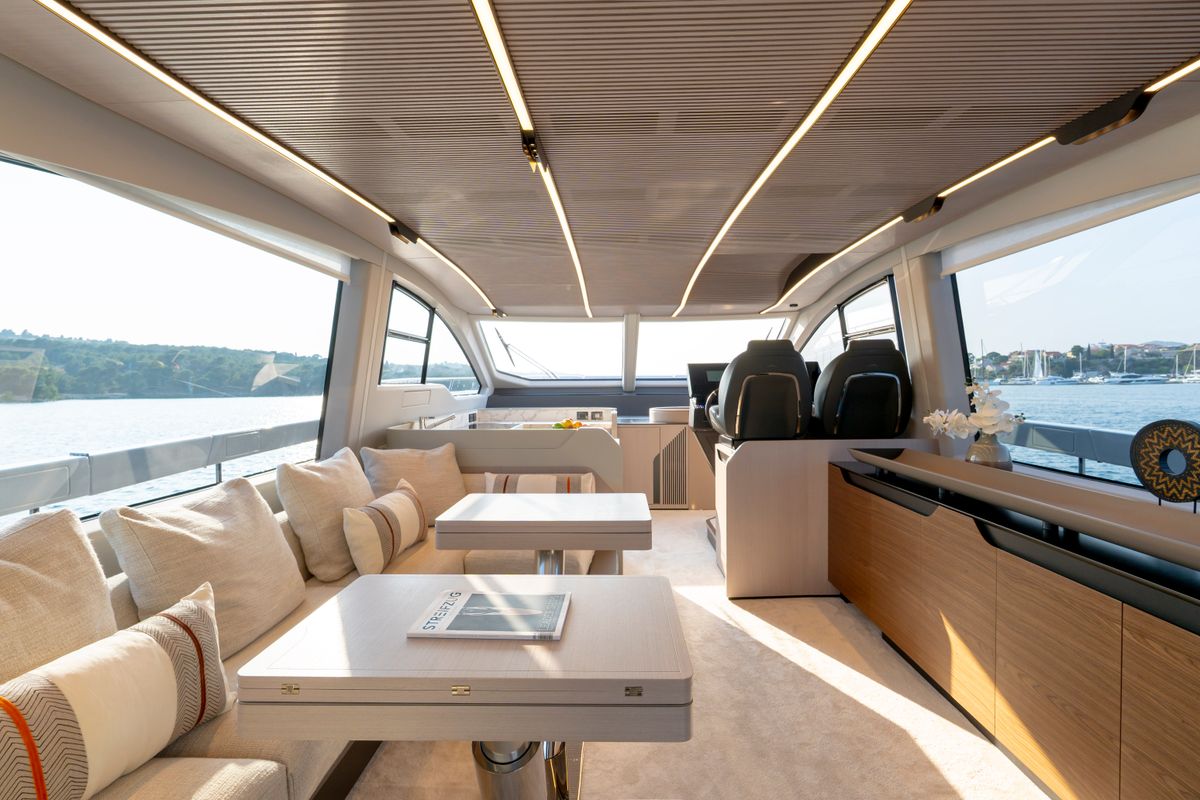 Salon of Felicita, a Azimut S7 yacht at Grad Šibenik, Croatia