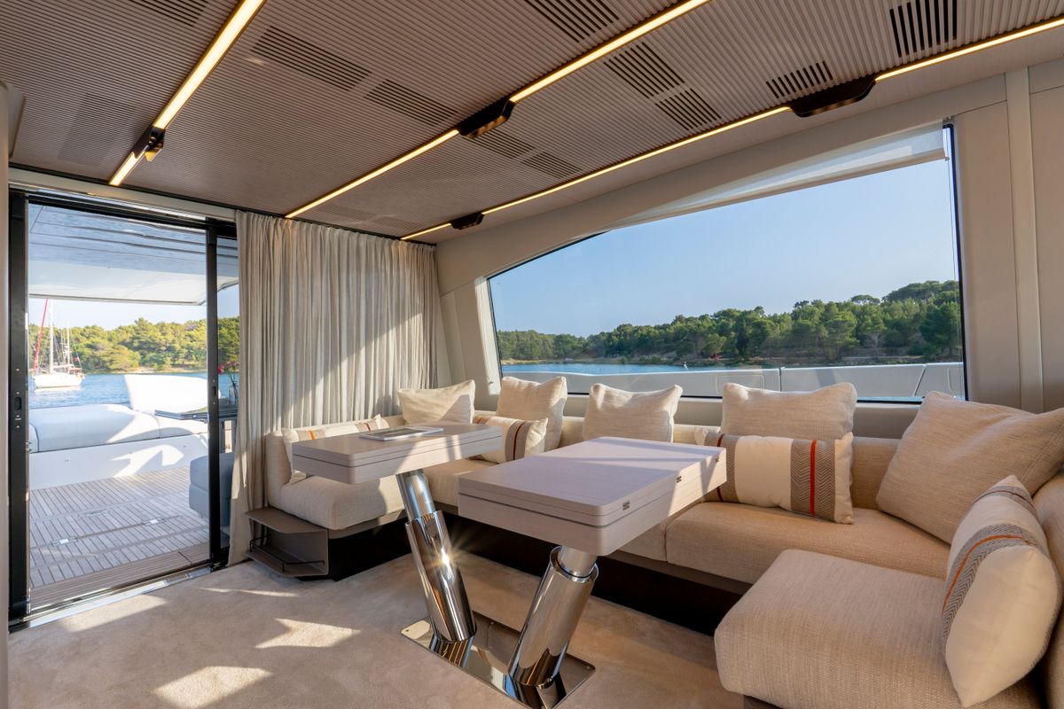 Salon of Felicita, a Azimut S7 yacht at Grad Šibenik, Croatia