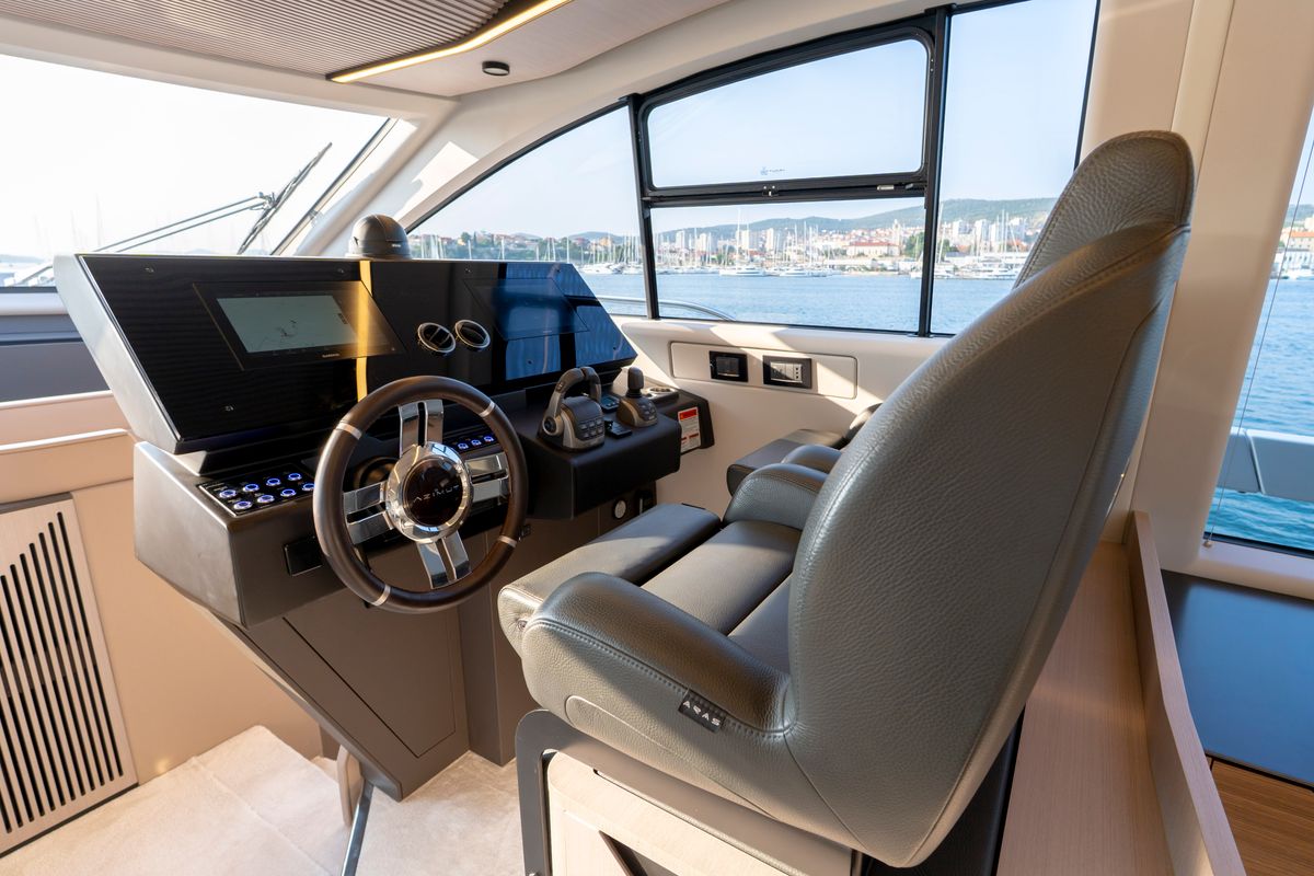 Cockpit of Felicita, a Azimut S7 yacht at Grad Šibenik, Croatia