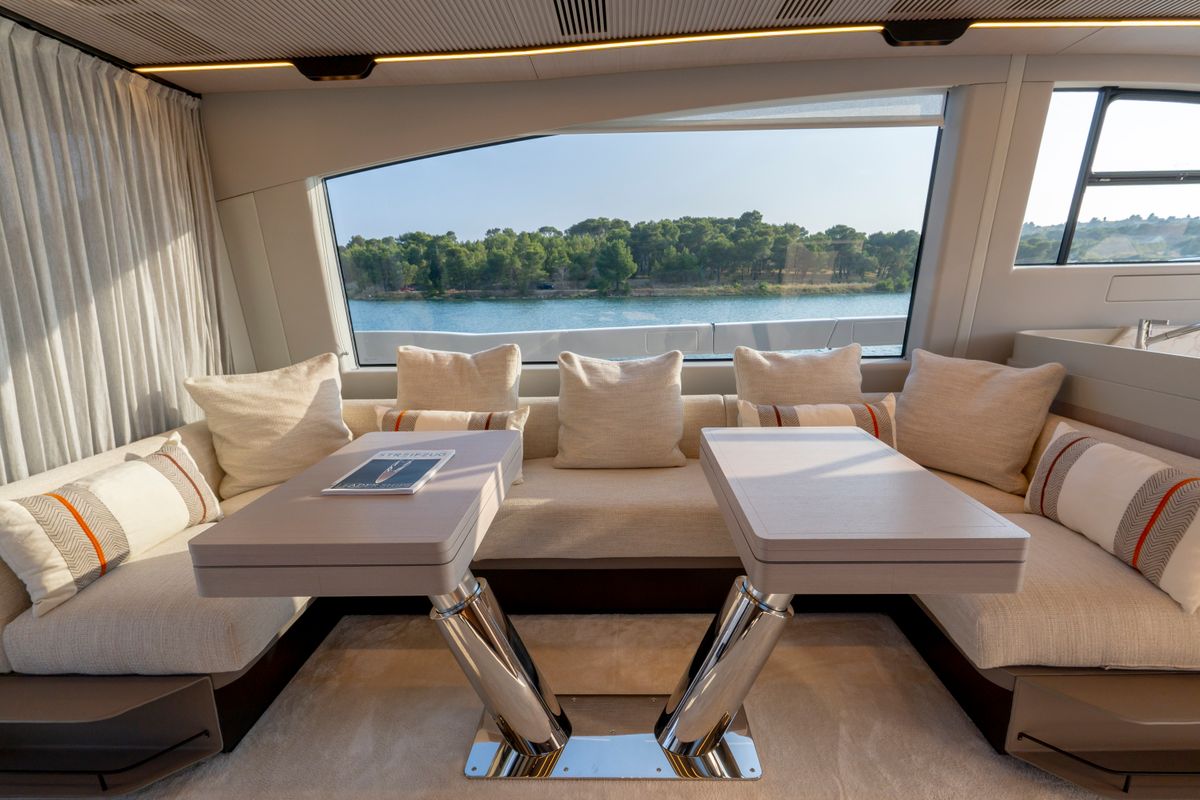 Salon of Felicita, a Azimut S7 yacht at Grad Šibenik, Croatia