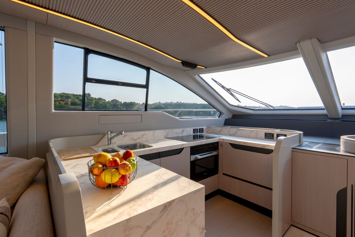 Galley of Felicita, a Azimut S7 yacht at Grad Šibenik, Croatia