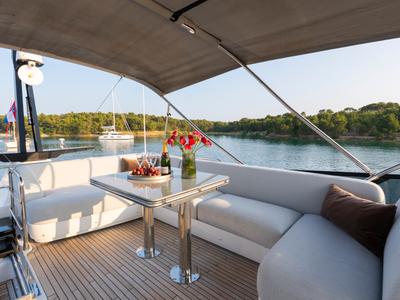Deck of Felicita, a Azimut S7 yacht at Grad Šibenik, Croatia