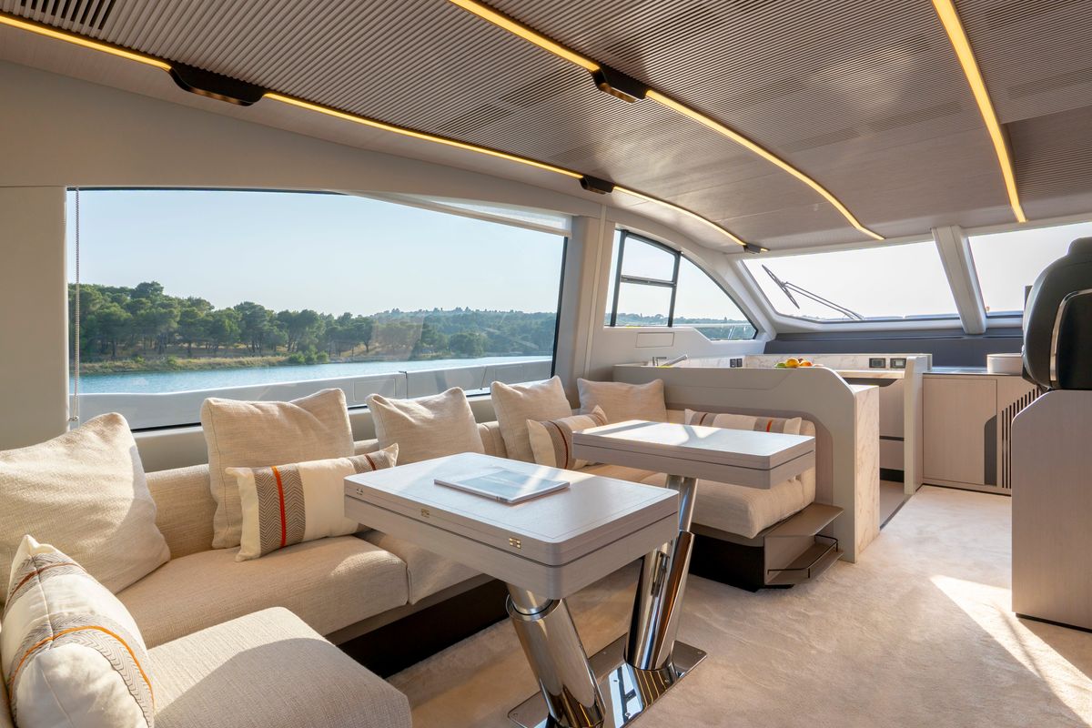 Salon of Felicita, a Azimut S7 yacht at Grad Šibenik, Croatia