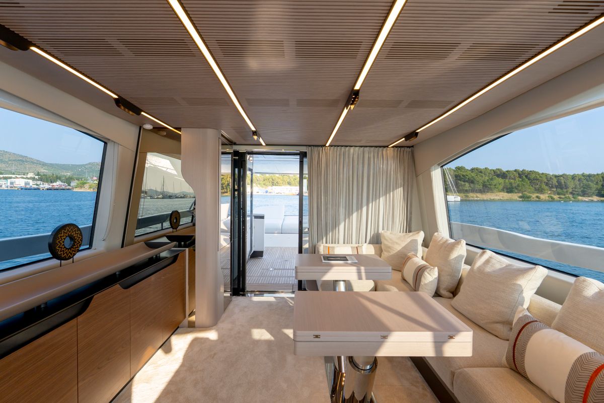 Salon of Felicita, a Azimut S7 yacht at Grad Šibenik, Croatia