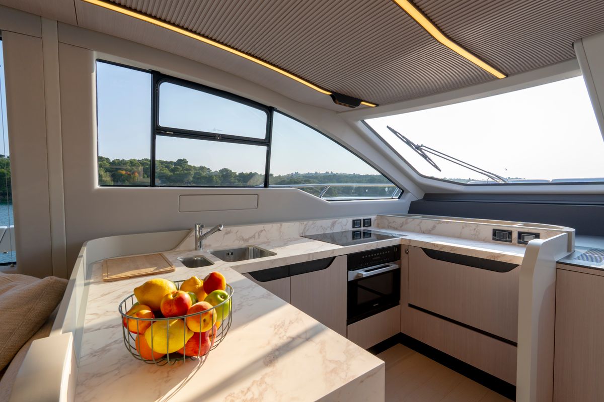 Galley of Felicita, a Azimut S7 yacht at Grad Šibenik, Croatia