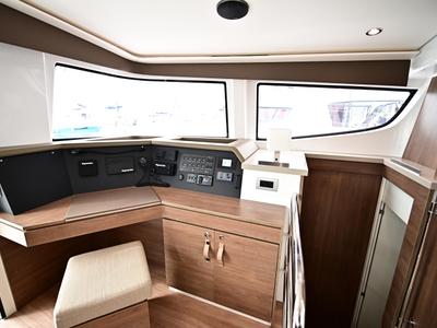 Cockpit of Archè, a Bali 4.4 catamaran at Salerno, Italy