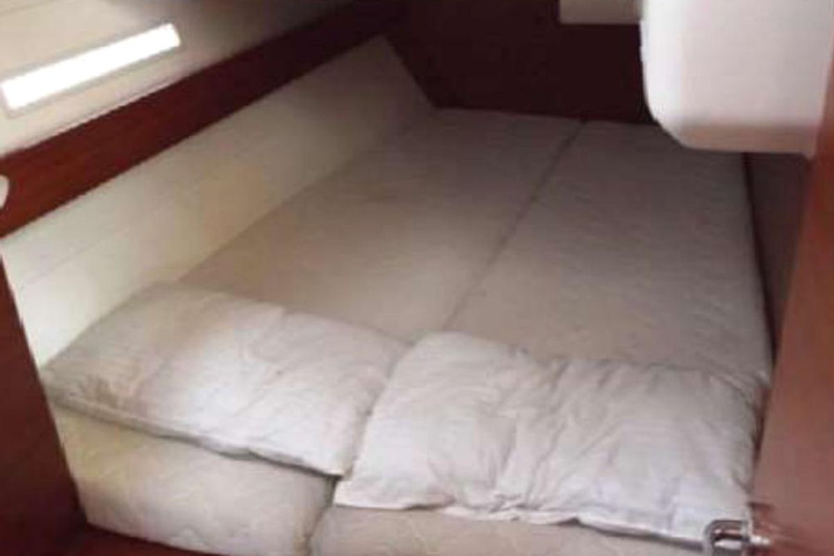 Cabin on Oscar Time, a Dufour 450 Grand Large sailboat at Kalkara, Malta