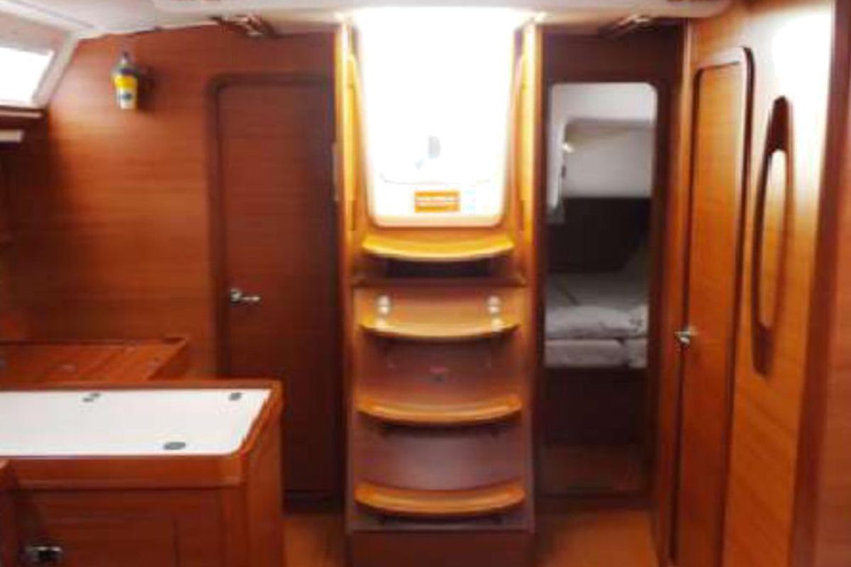 Salon of Oscar Time, a Dufour 450 Grand Large sailboat at Kalkara, Malta