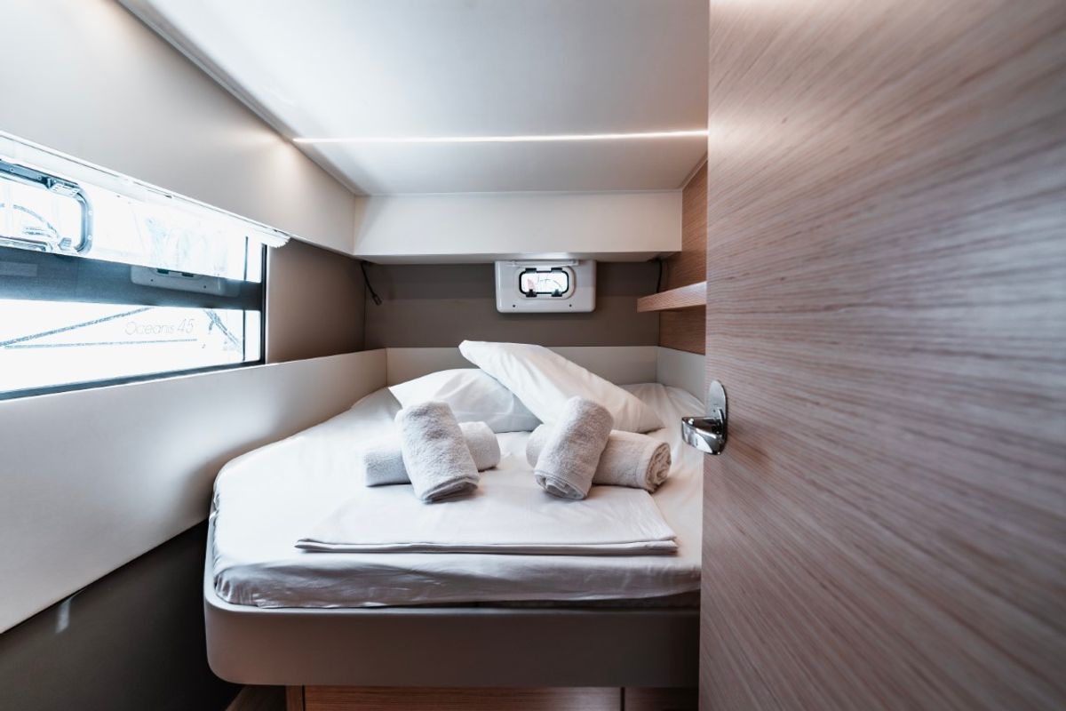 Cabin on Somi, a Nautitech 40 catamaran at Lavreotiki Municipal Unit, Greece