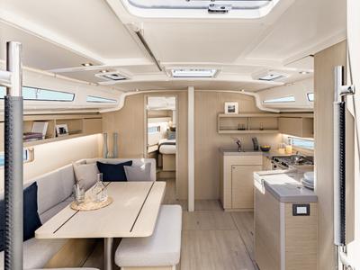 Salon of Raz Kaiou, a Beneteau Oceanis 40.1 sailboat at Port Navalo, France