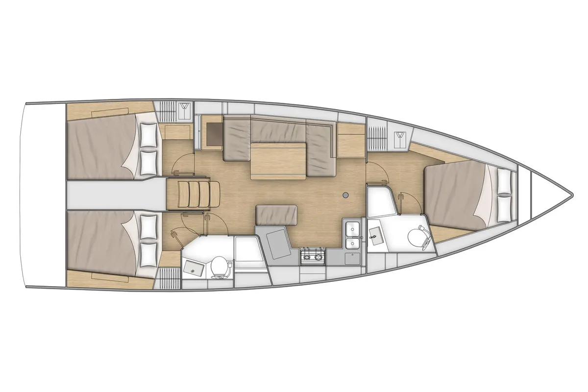 Floor plan of Raz Kaiou, a Beneteau Oceanis 40.1 sailboat at Port Navalo, France