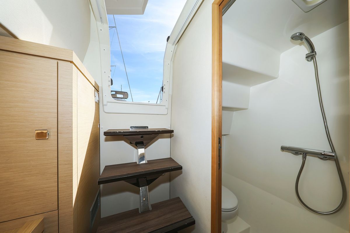Head on Nina V, a Fountaine Pajot Saona 47 Quintet catamaran at Grad Trogir, Croatia