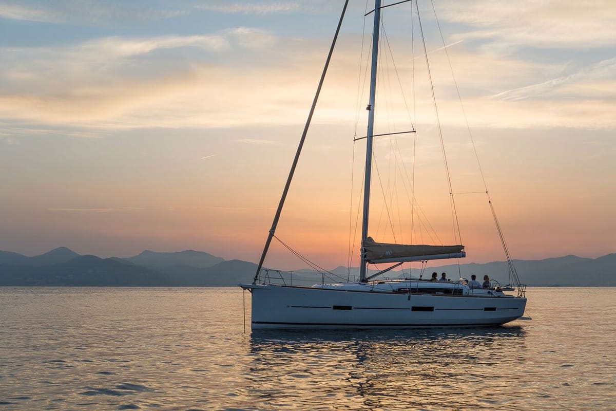 Exterior view of Joanne, a Dufour 460 GL sailboat at Municipal Unit of Lefkada, Greece