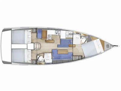 Floor plan of Anda, a Jeanneau Sun Odyssey 410 sailboat at Gouvia, Greece