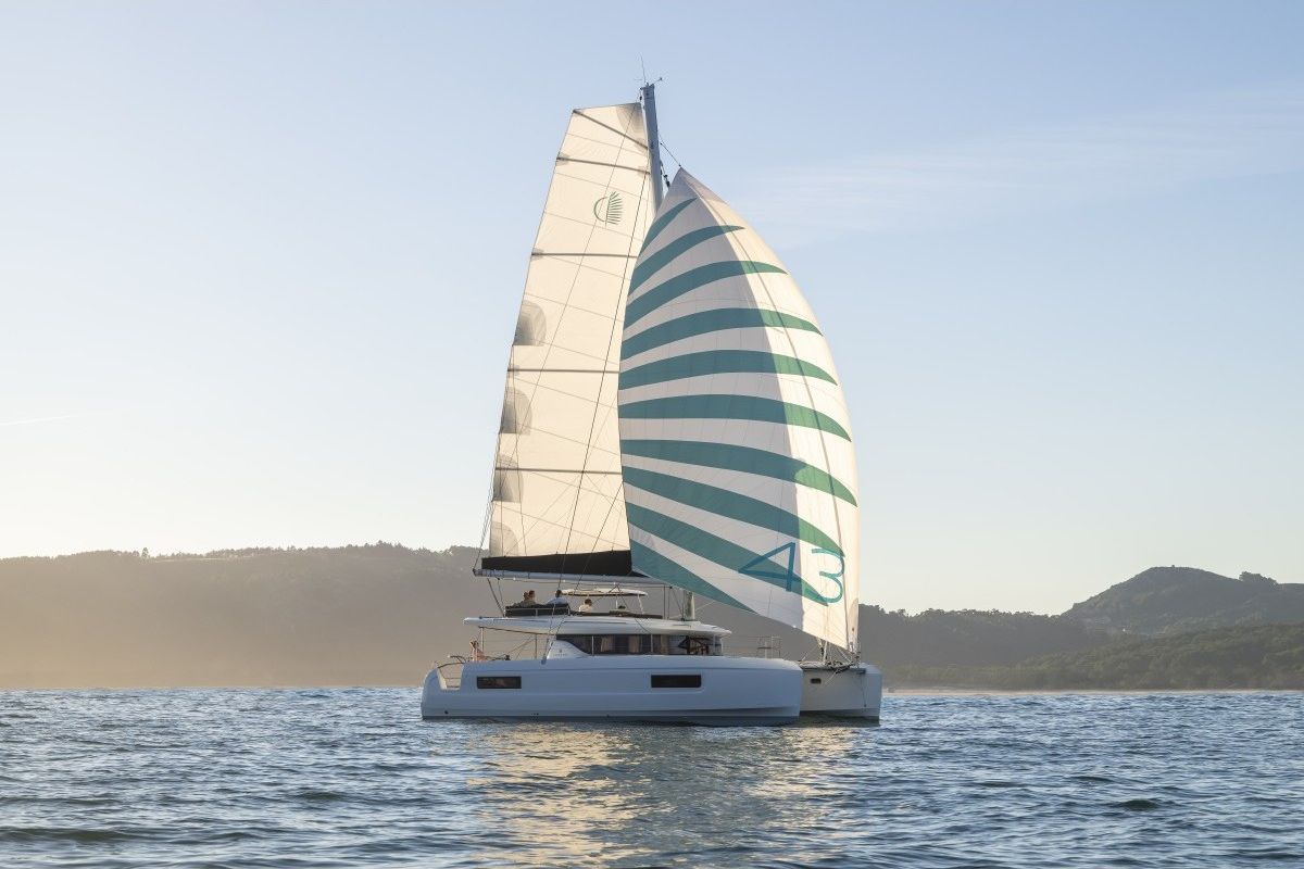 Exterior view of Solara, a Lagoon 43 catamaran at Le Gosier, France