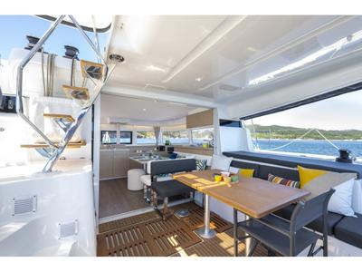 Deck of Solara, a Lagoon 43 catamaran at Le Gosier, France