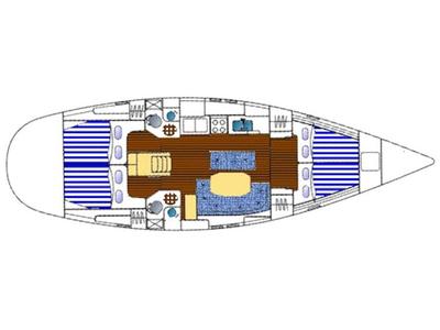 Floor plan of Andreas II, a Beneteau Oceanis 461 sailboat at Preveza, Greece