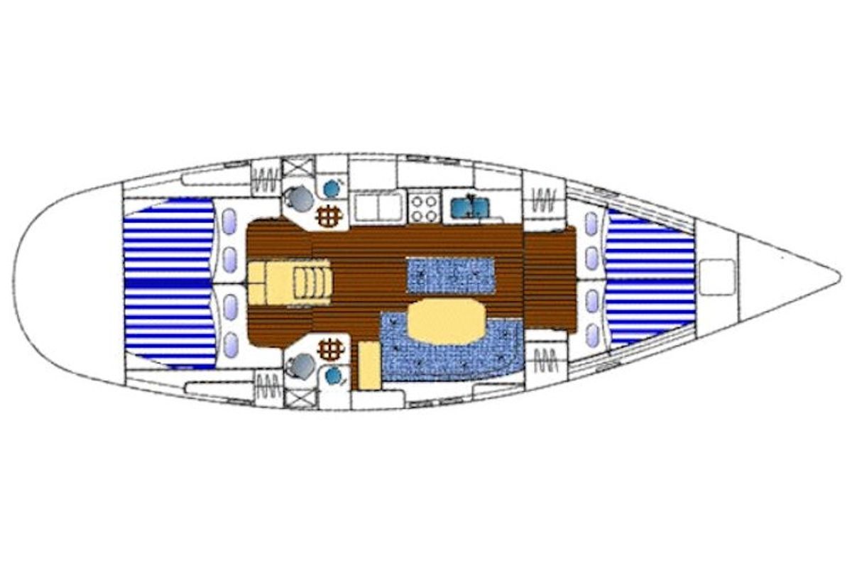 Floor plan of Andreas II, a Beneteau Oceanis 461 sailboat at Preveza, Greece