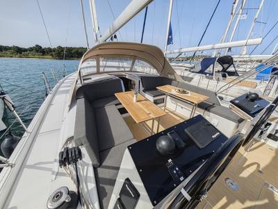 Deck of Vingilot, a Hanse Yachts Hanse 460 sailboat at Općina Medulin, Croatia