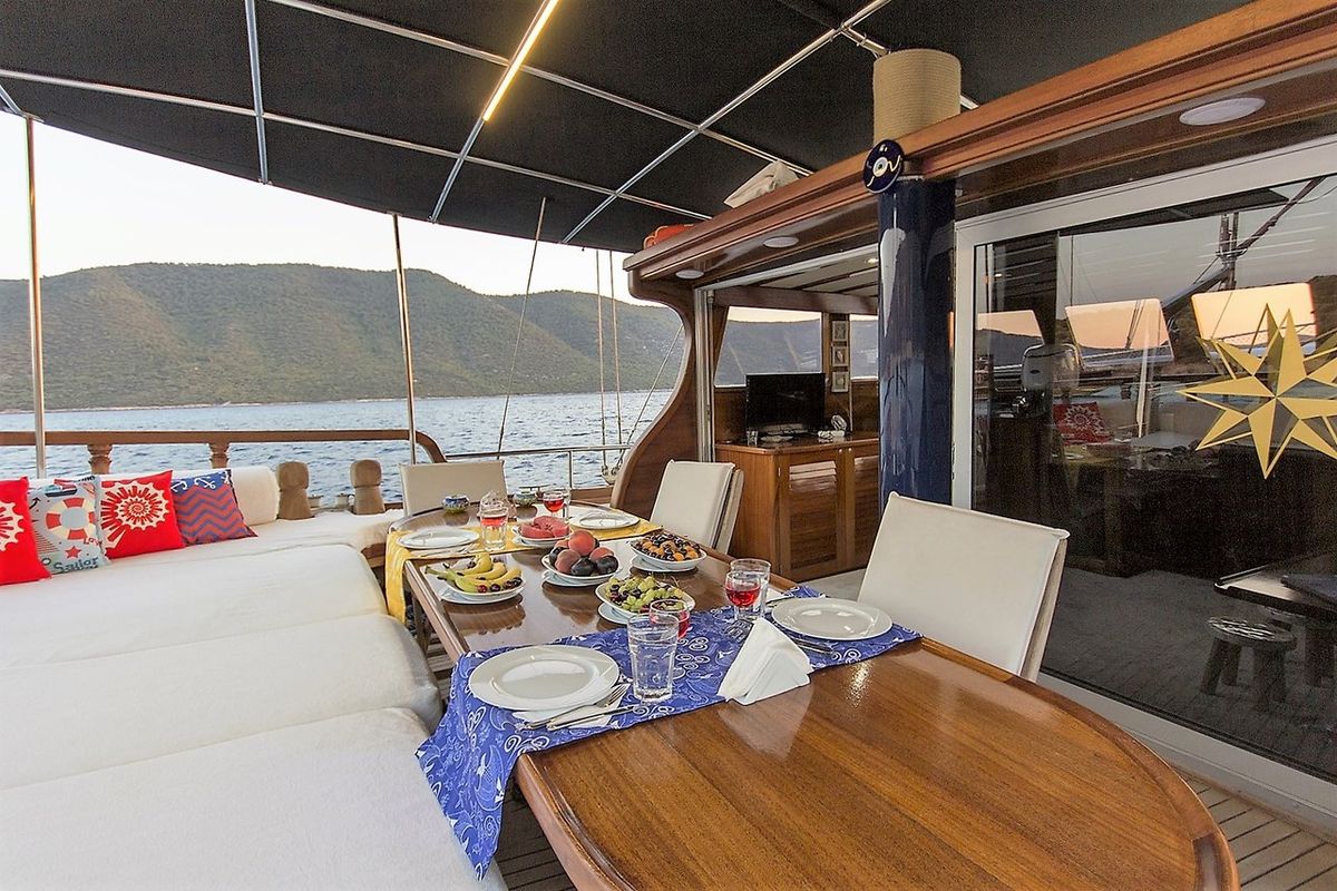 Exterior view of Karia, a Custom Made Karia yacht at Fethiye, Turkey
