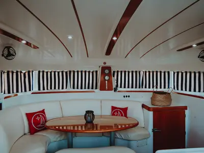 Salon of Karamela, a Lagoon 380 catamaran at Sithonia Municipal Unit, Greece