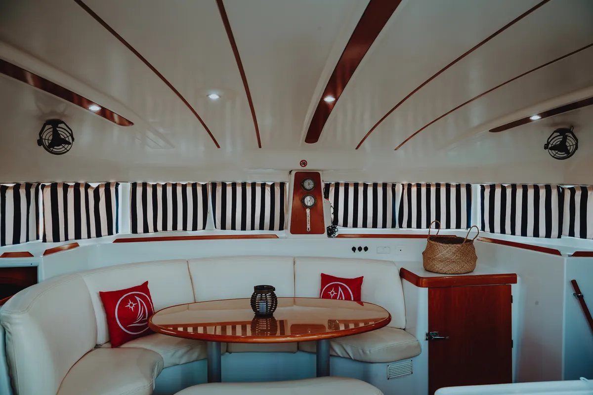 Salon of Karamela, a Lagoon 380 catamaran at Sithonia Municipal Unit, Greece