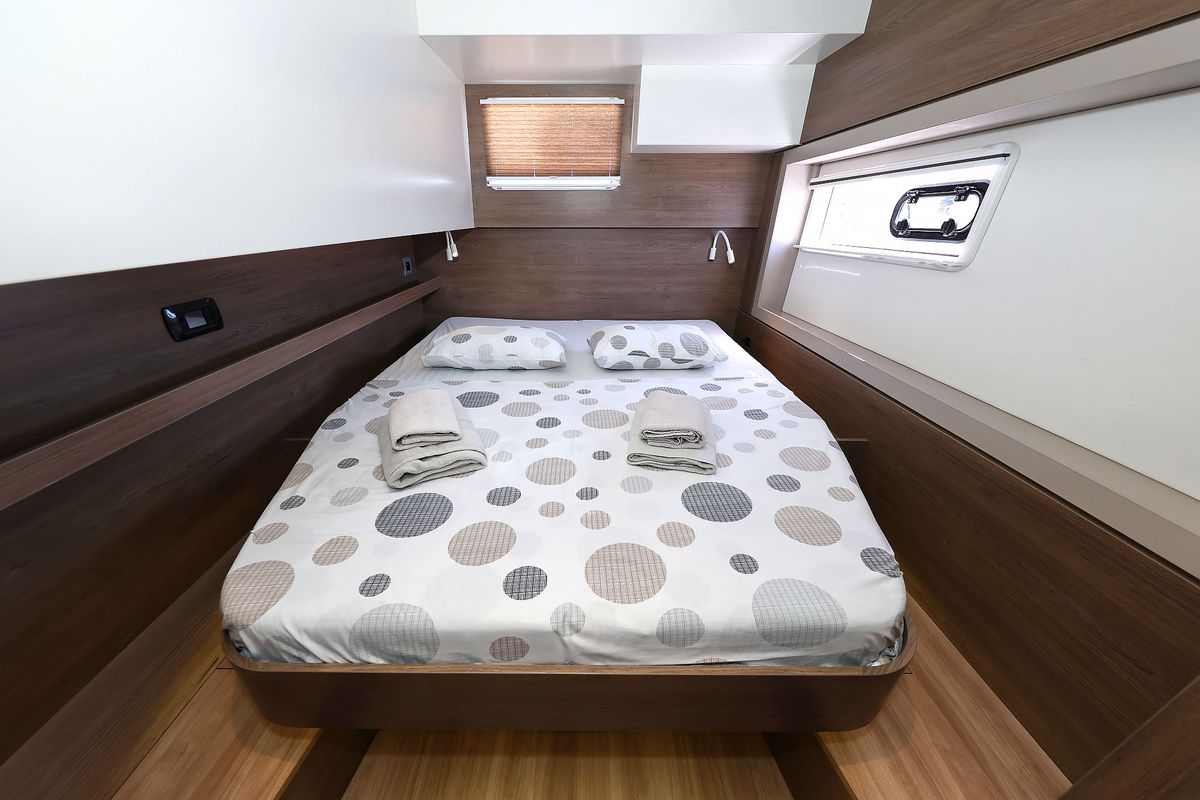 Cabin on Algol, a Bali 4.4 catamaran at Grad Šibenik, Croatia