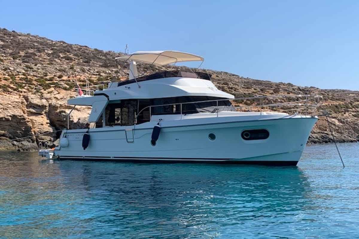 Bandama, a Beneteau Swift Trawler 47 motorboat at Floriana, Malta