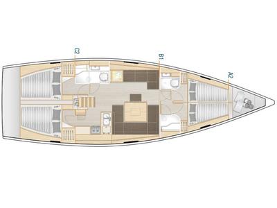 Floor plan of Hydra, a Hanse Yachts Hanse 458 sailboat at Port Navalo, France