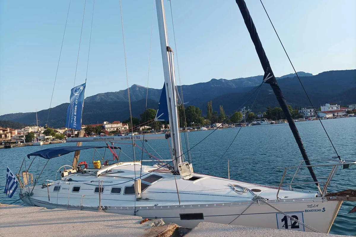 Exterior view of Nela, a Beneteau Oceanis 37 sailboat at Municipal Unit of Lefkada, Greece